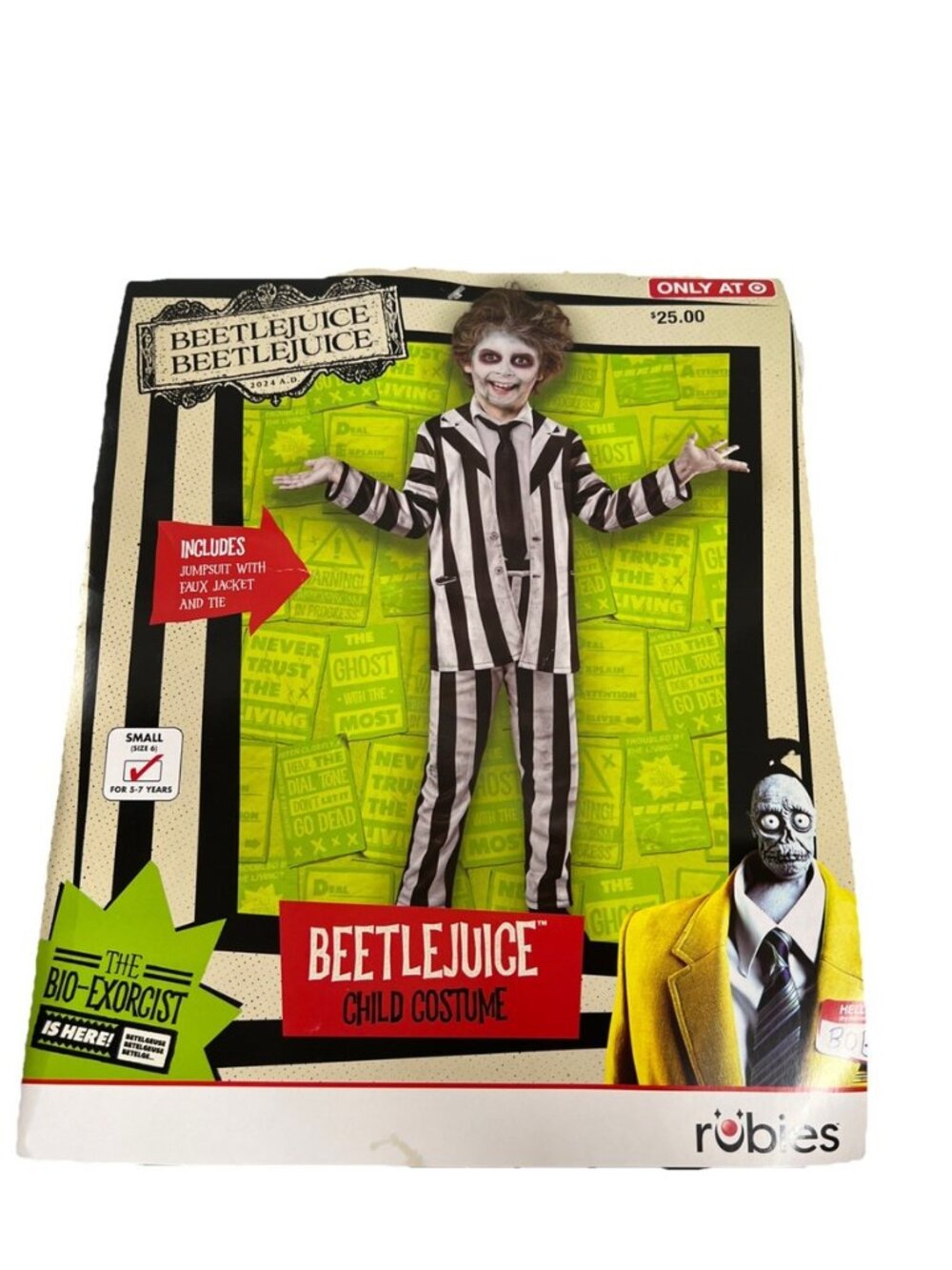 BRAND NEW BEETLEJUICE JUMPSUIT CHILD COSTUME SIZE SMALL 5-7